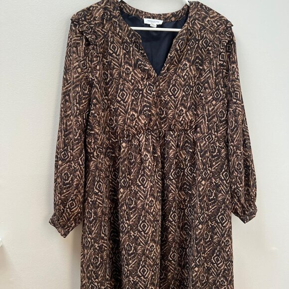 Boho Print Long Sleeve Midi Dress - Picture 1 of 5